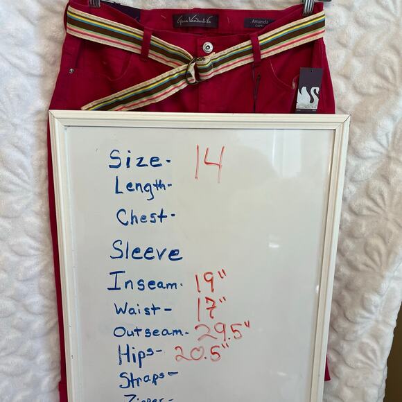 Gloria Vanderbilt Amanda Style Red with Belt Stretch Tummy Control - Picture 5 of 5